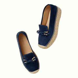 Talbots QUINN BOW Navy SUEDE PLATFORM ESPADRILLES  Size 7.5